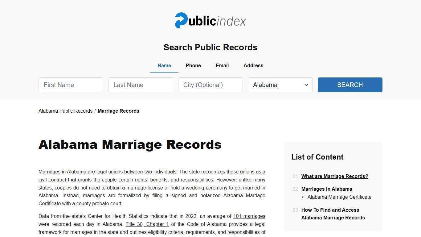 Alabama Marriage Records Search - Licenses & Certificates