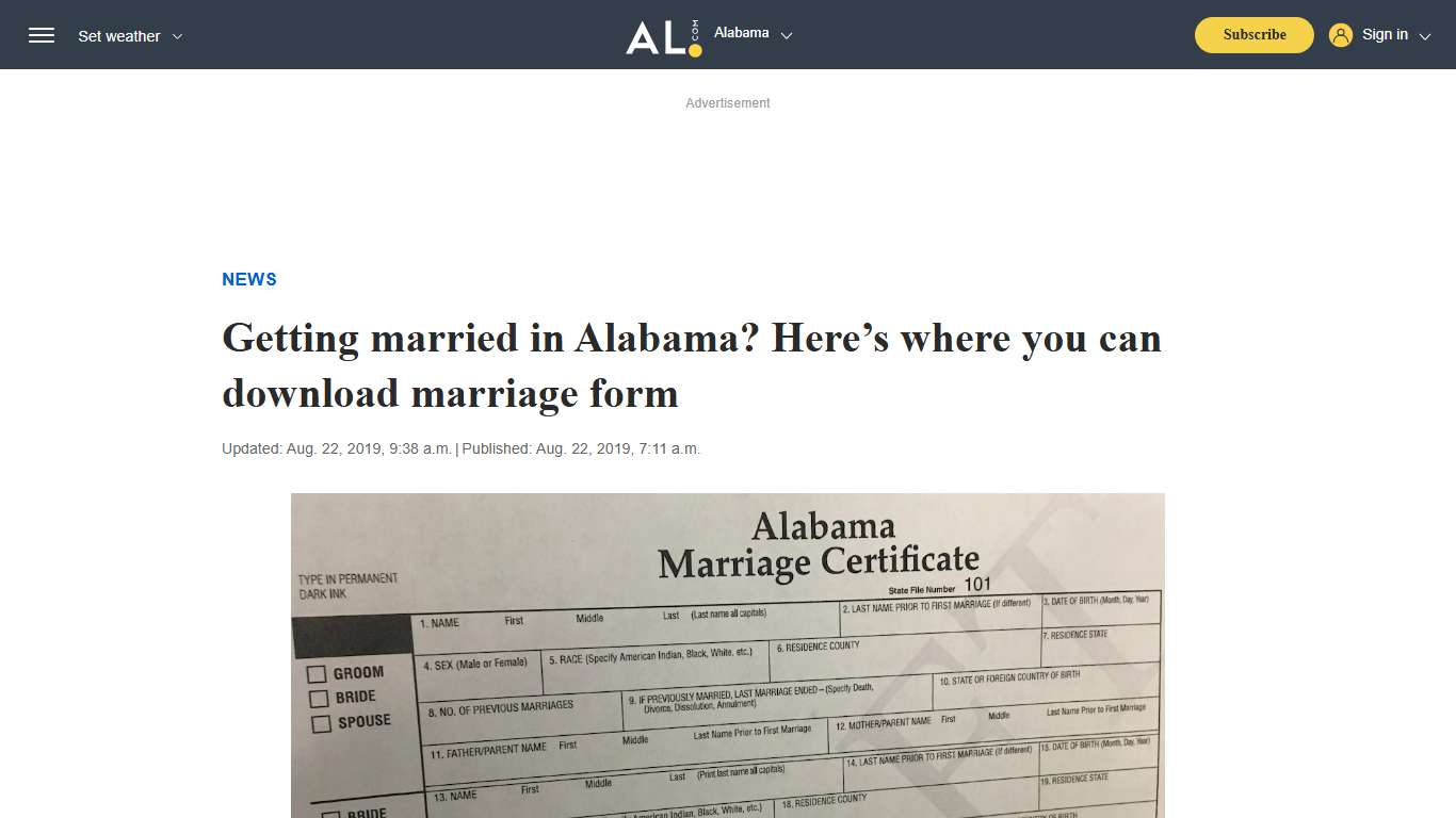 Getting married in Alabama? Here’s where you can download marriage form - al.com